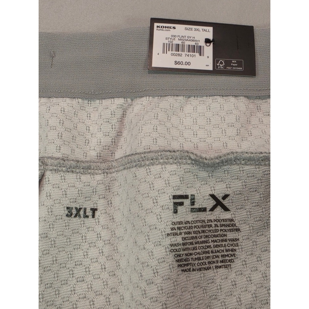 FLX Mens Quilted Joggers Flint Gray Heather Travel Leisure Pants 3XLT Big & Tall - Picture 2 of 5